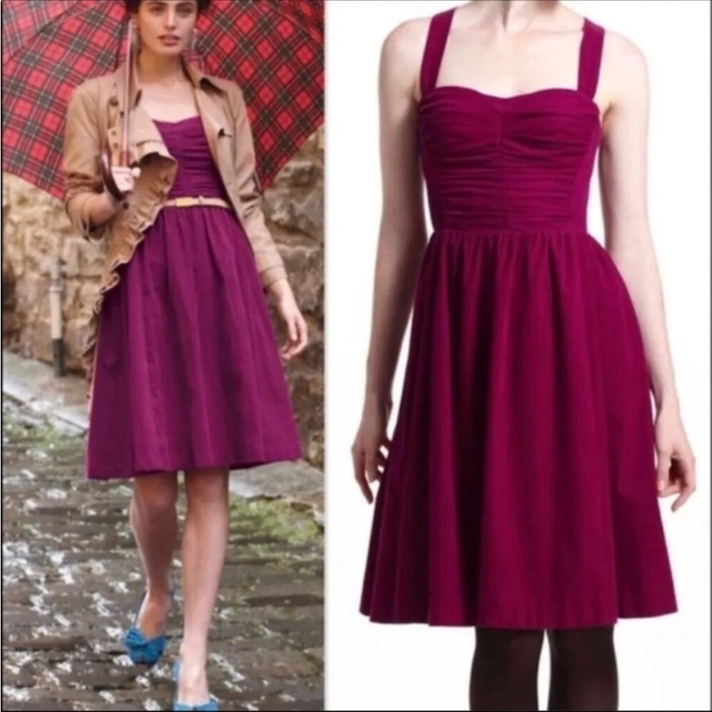 Anthropologie HD in Paris Corduroy Convertible Sweetheart Neckline Dress Size 02